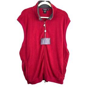 NWT Men XL Alan Flusser Golf Red Maroon Sleeveless Zip Up Vest Outerwear Pockets